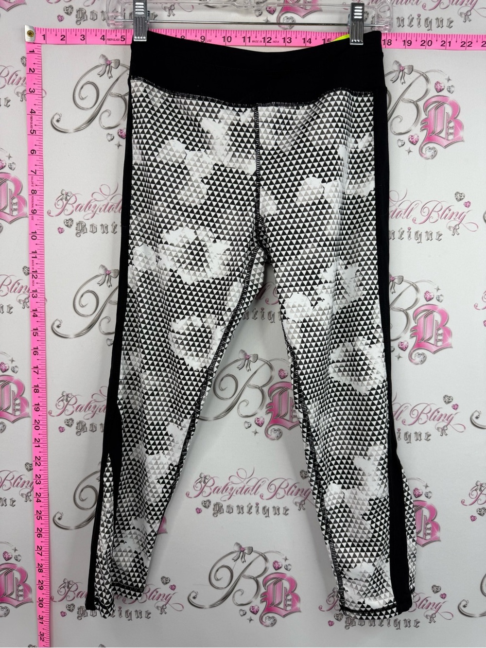 Kyodan pro series tights crop pants Black & White Geometric Floral Capris
